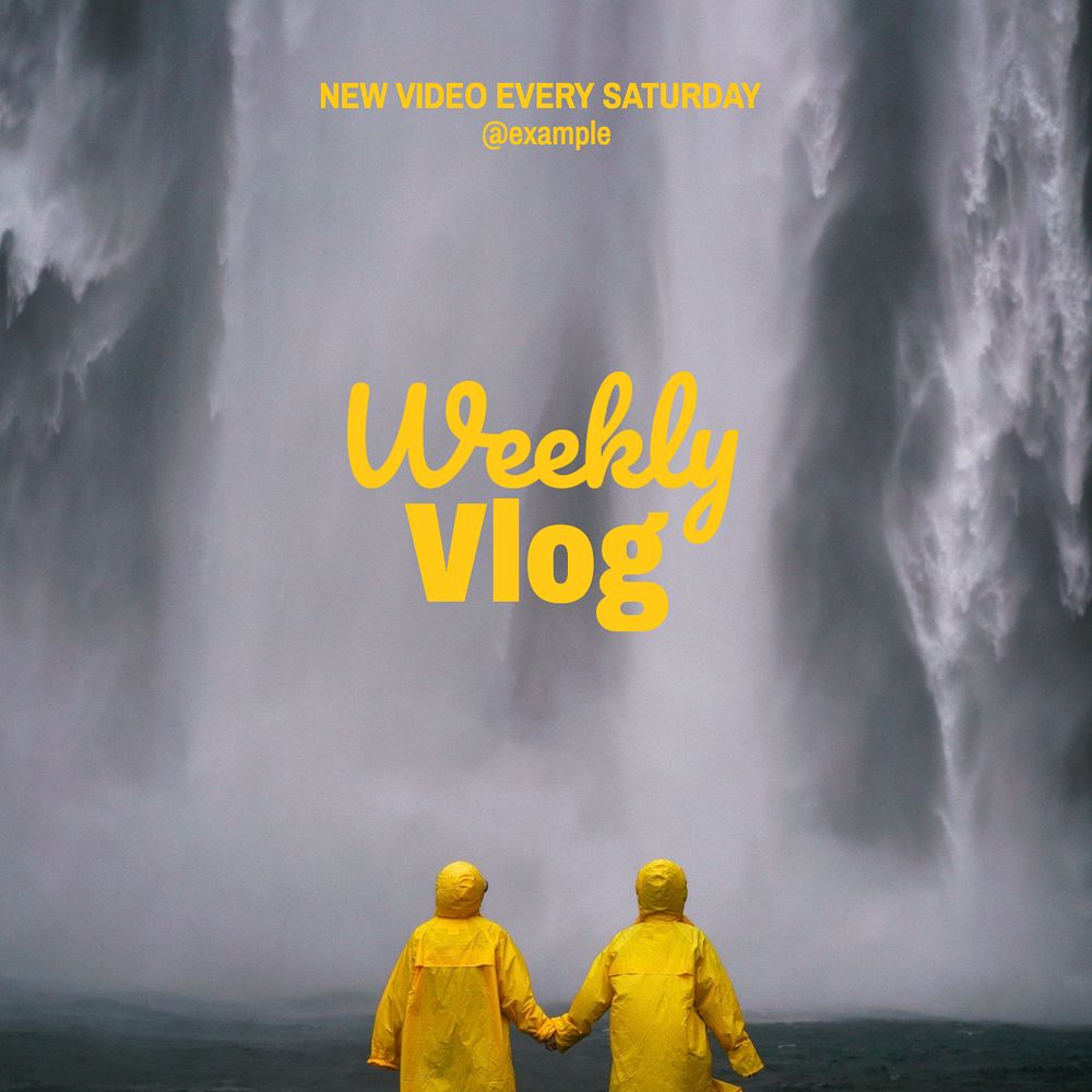 Weekly vlog Instagram post template, editable text