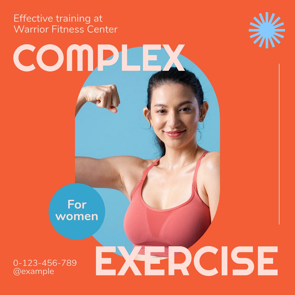 Complex exercise Instagram post template, editable text