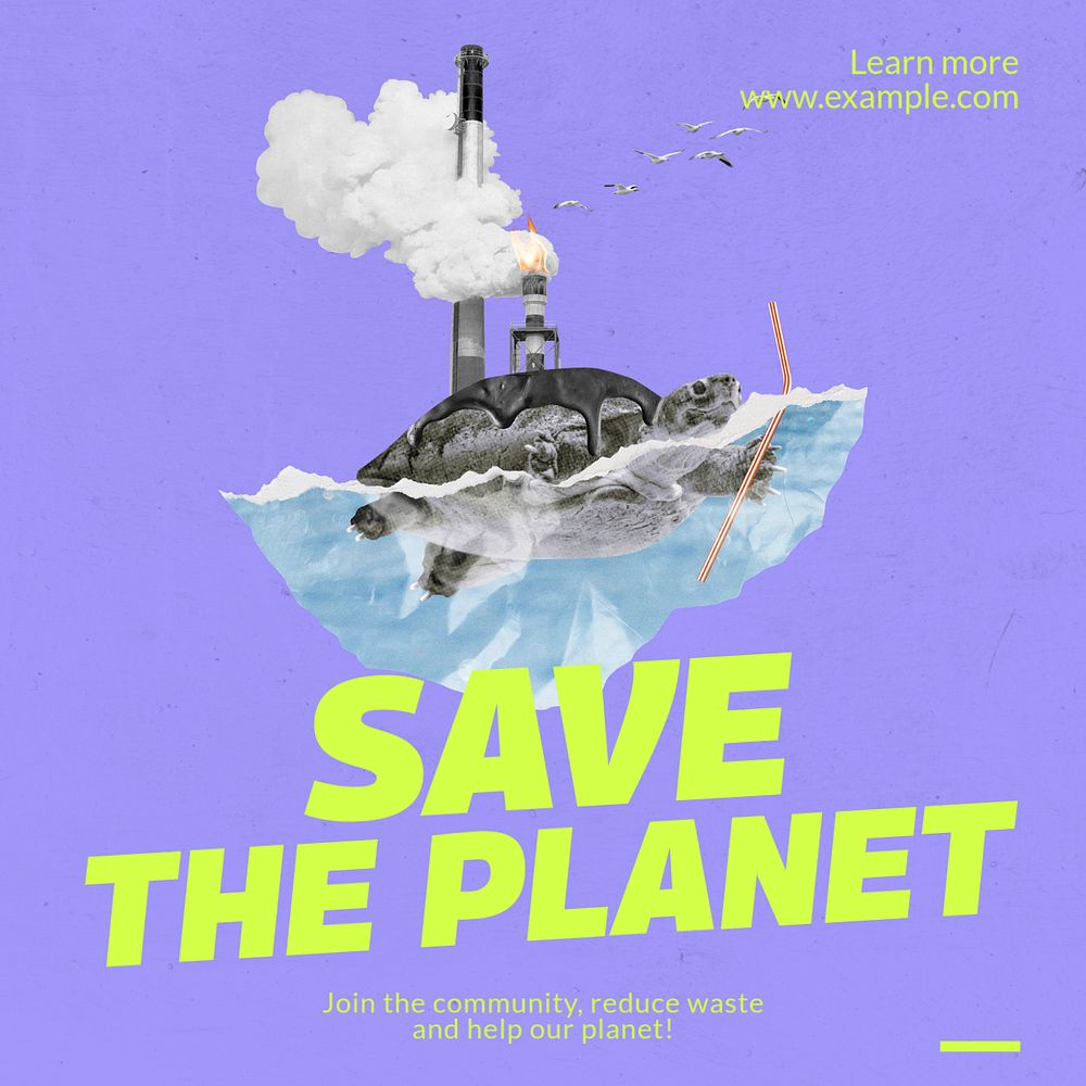 Save the planet Instagram post template, editable text