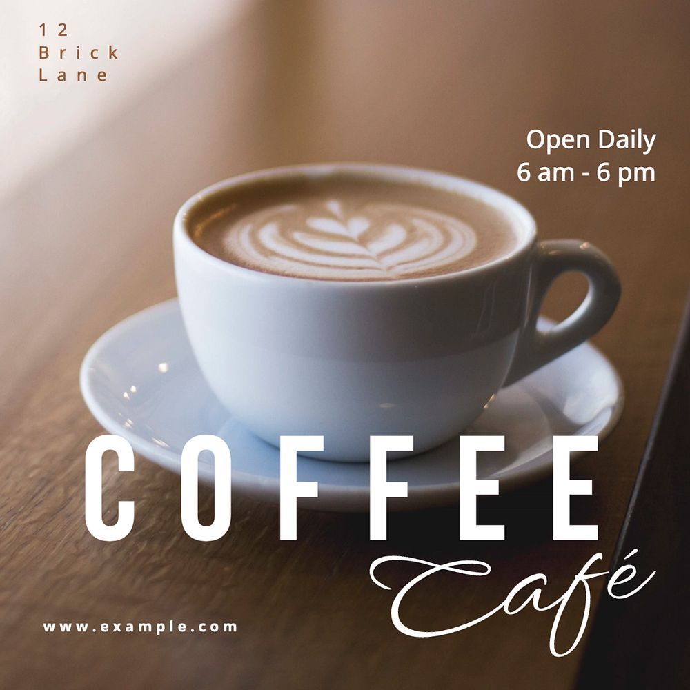 Coffee cafe Instagram post template, editable text