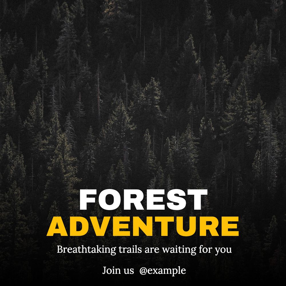 Forest adventure Instagram post template, editable text