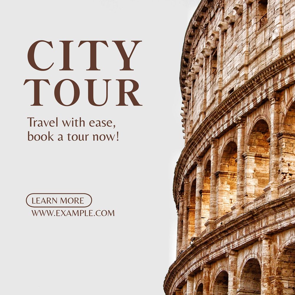 City tour Instagram post template, editable text