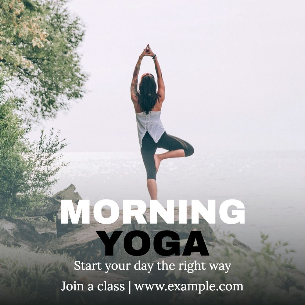 Morning yoga Instagram post template, editable text