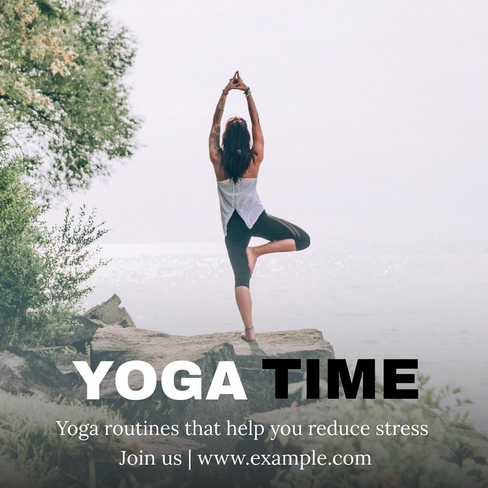 Yoga time Instagram post template, editable text