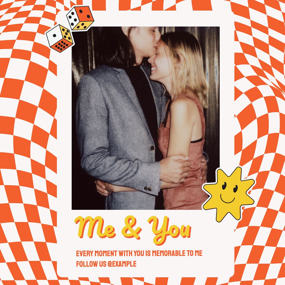 Me & you Instagram post template, editable text