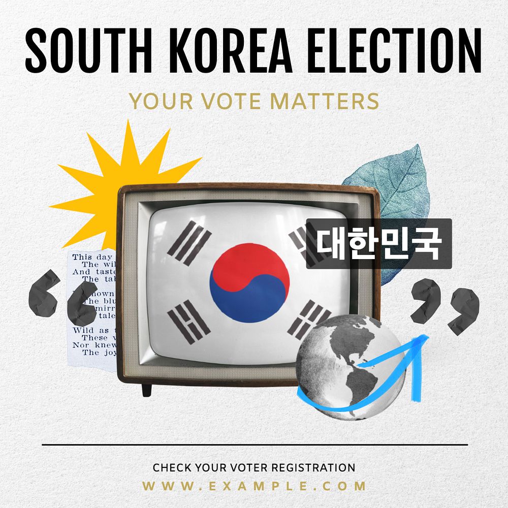 South korea election Instagram post template, editable text