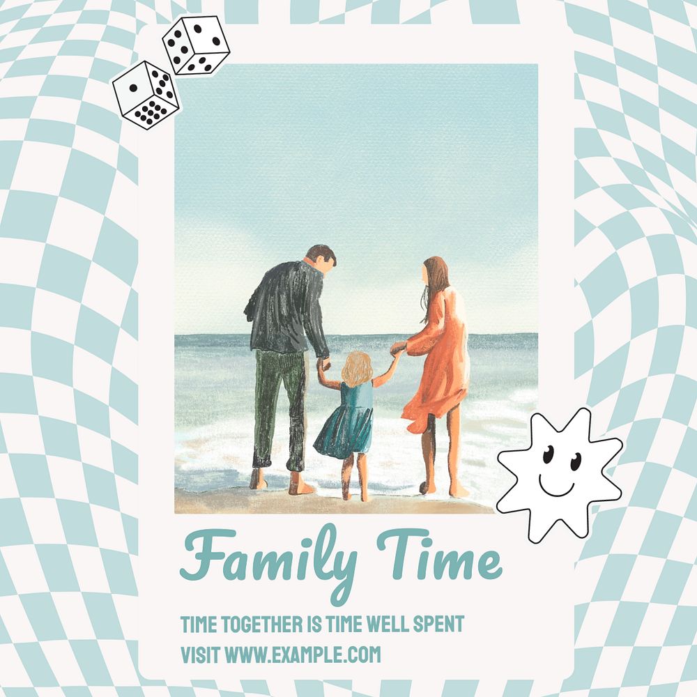 Family time Instagram post template, editable text