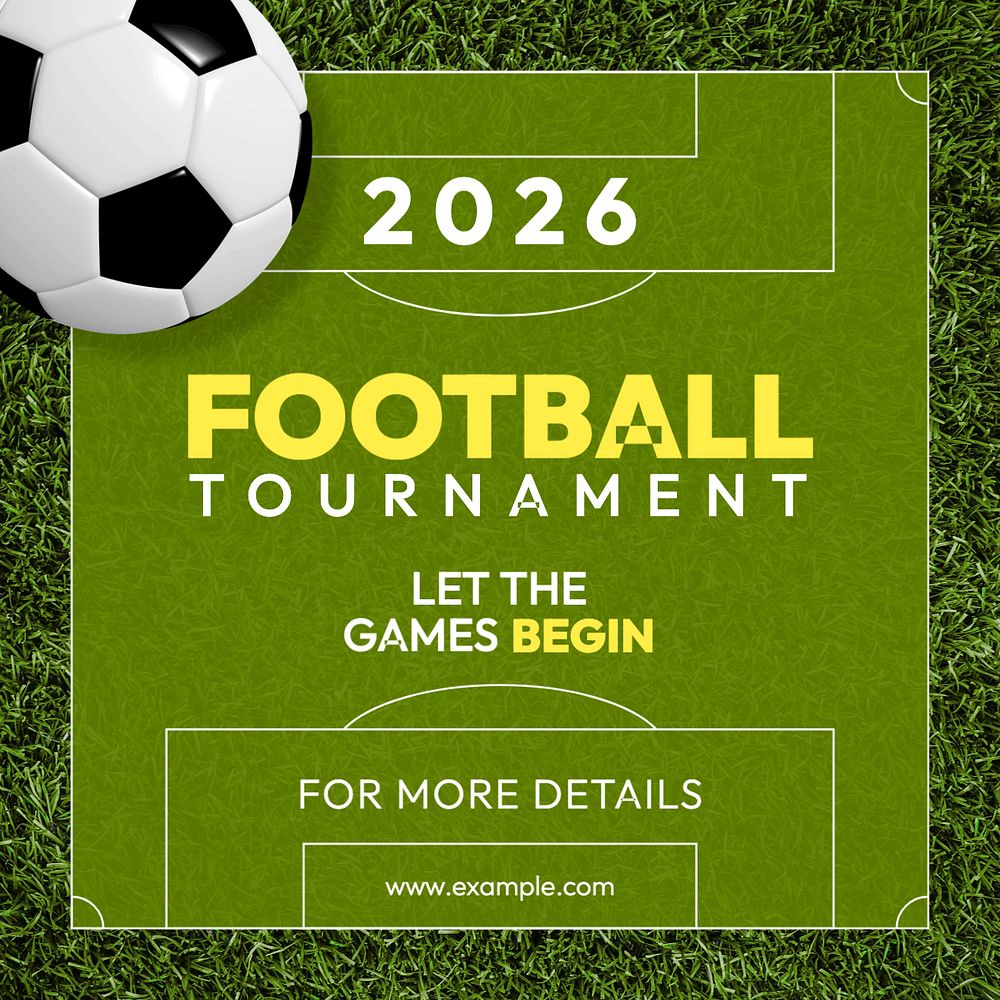 Football tournament Instagram post template, editable text