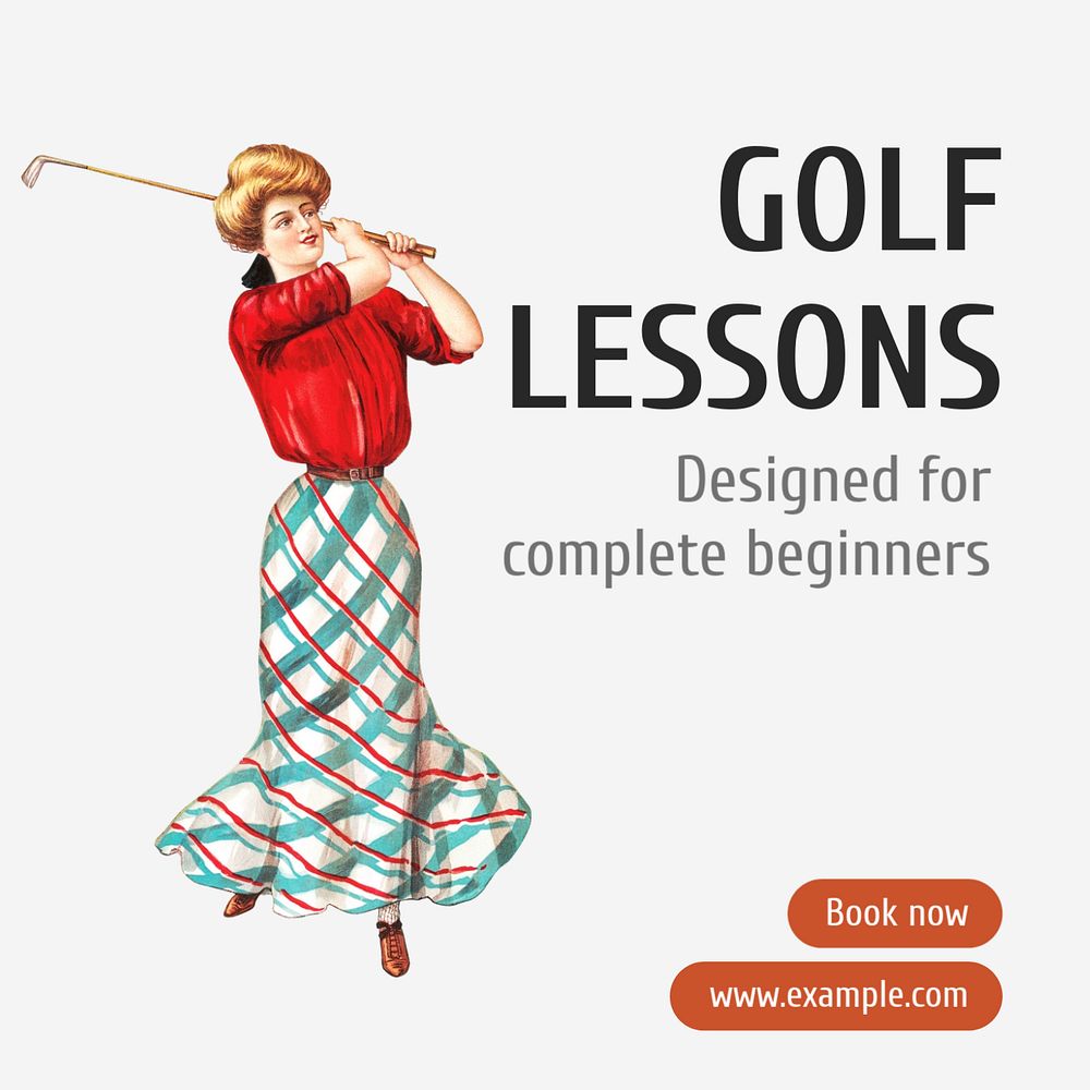 Golf lessons Instagram post template, editable text