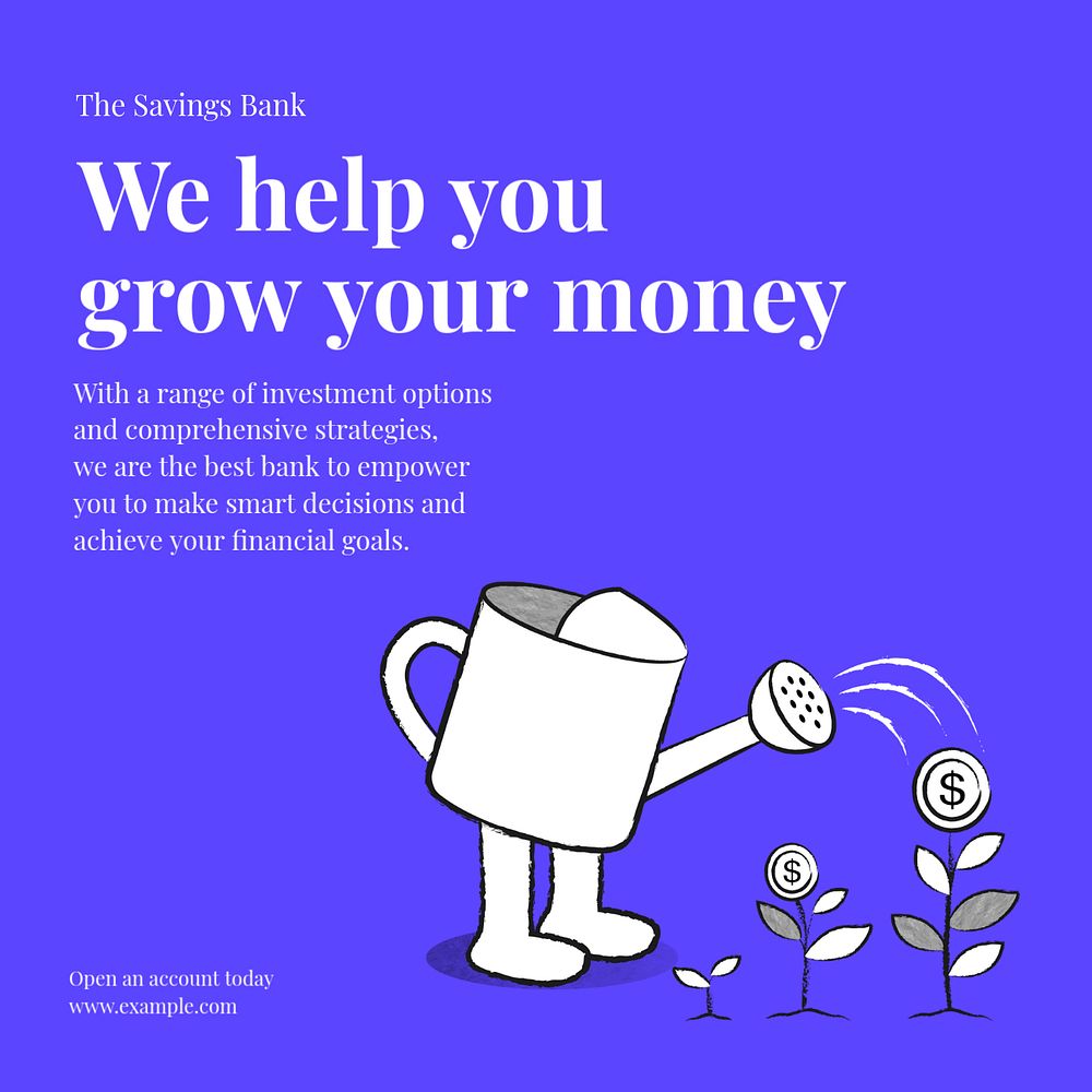 Grow your money  Instagram post template, editable text