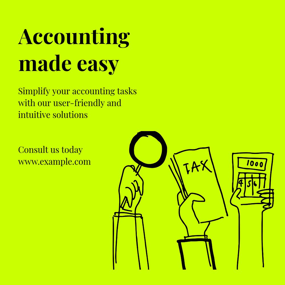 Accounting made easy  Instagram post template, editable text