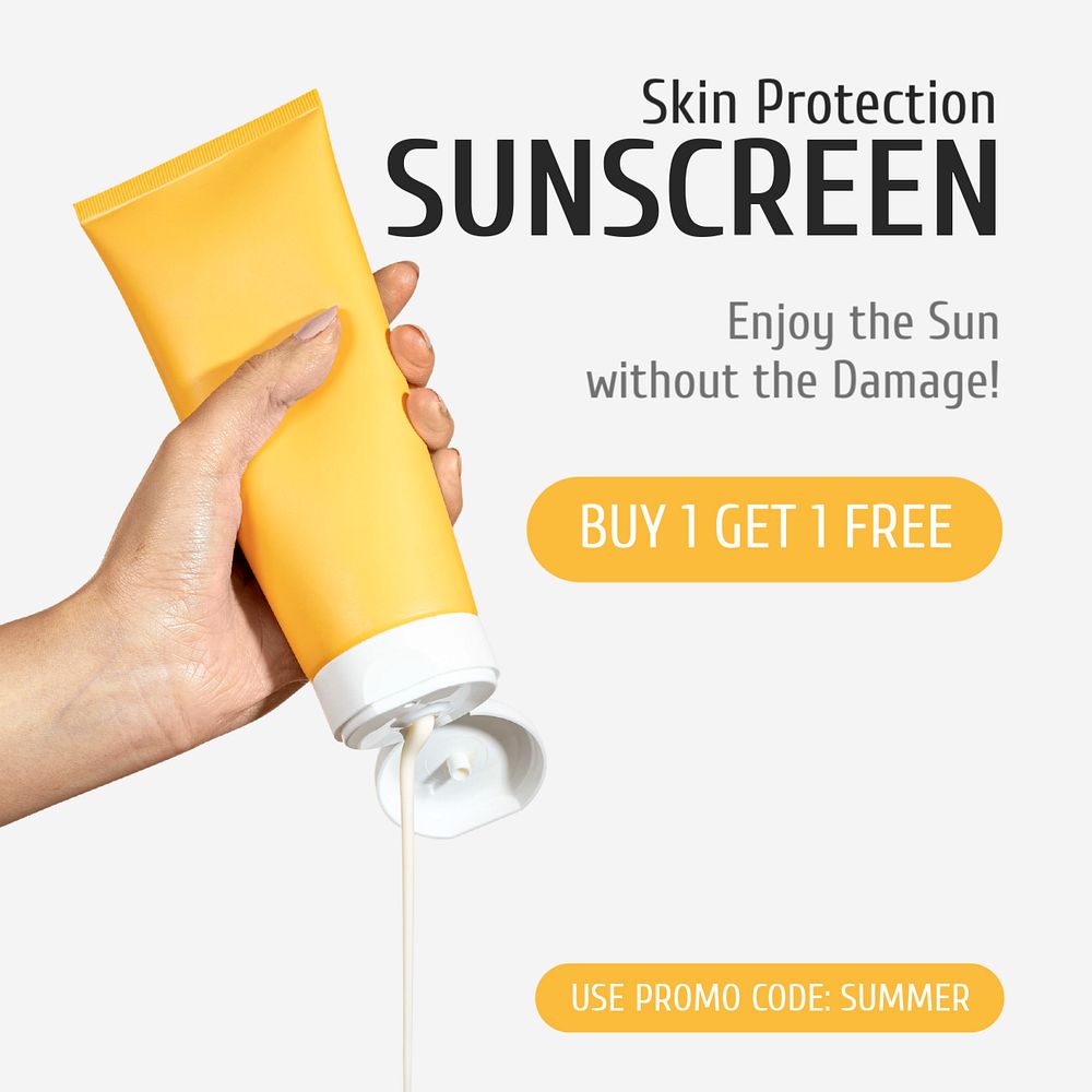 Sunscreen advertisement Instagram post template, editable text