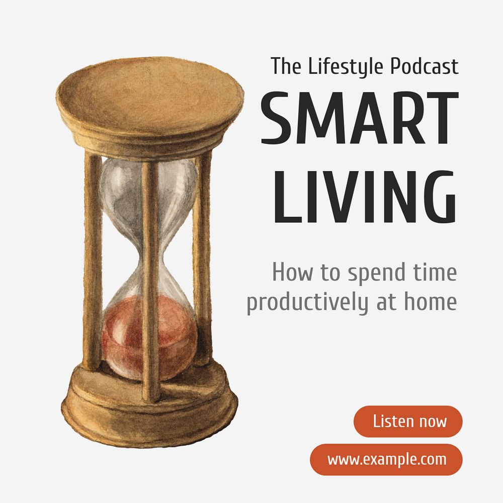 Smart living podcast Instagram post template, editable text