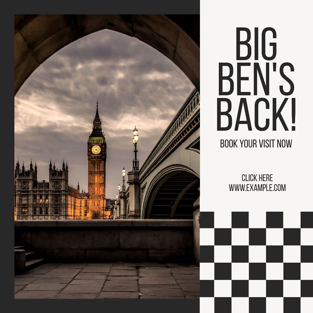 Big Ben Instagram post template, editable text