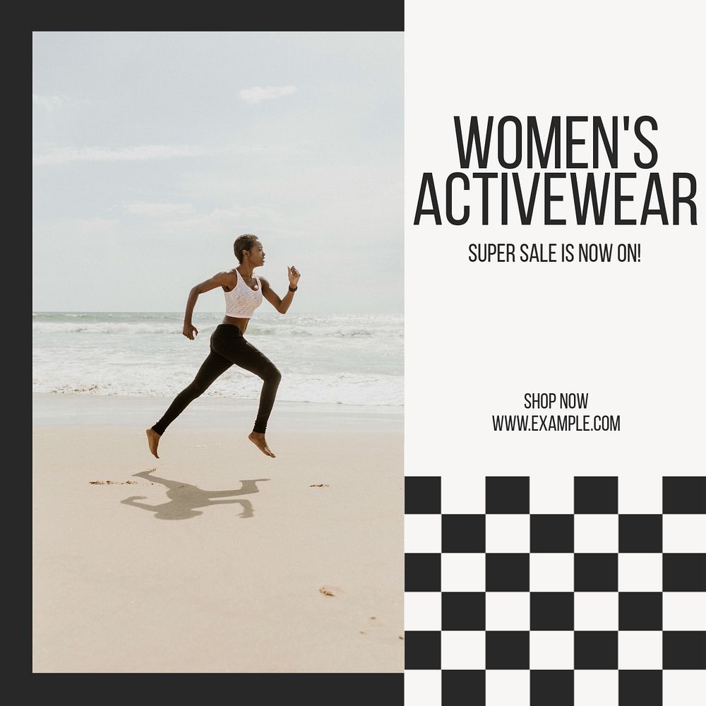 Women's sportswear Instagram post template, editable text