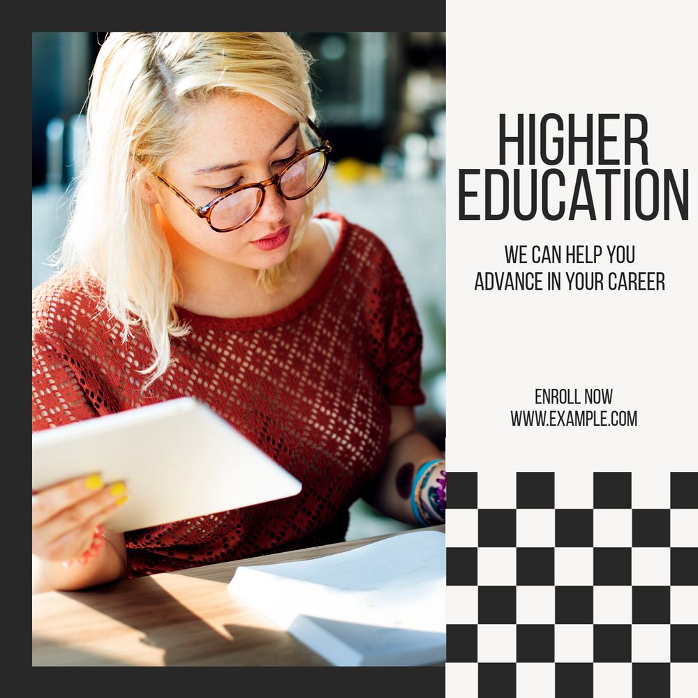 Higher education Instagram post template, editable text