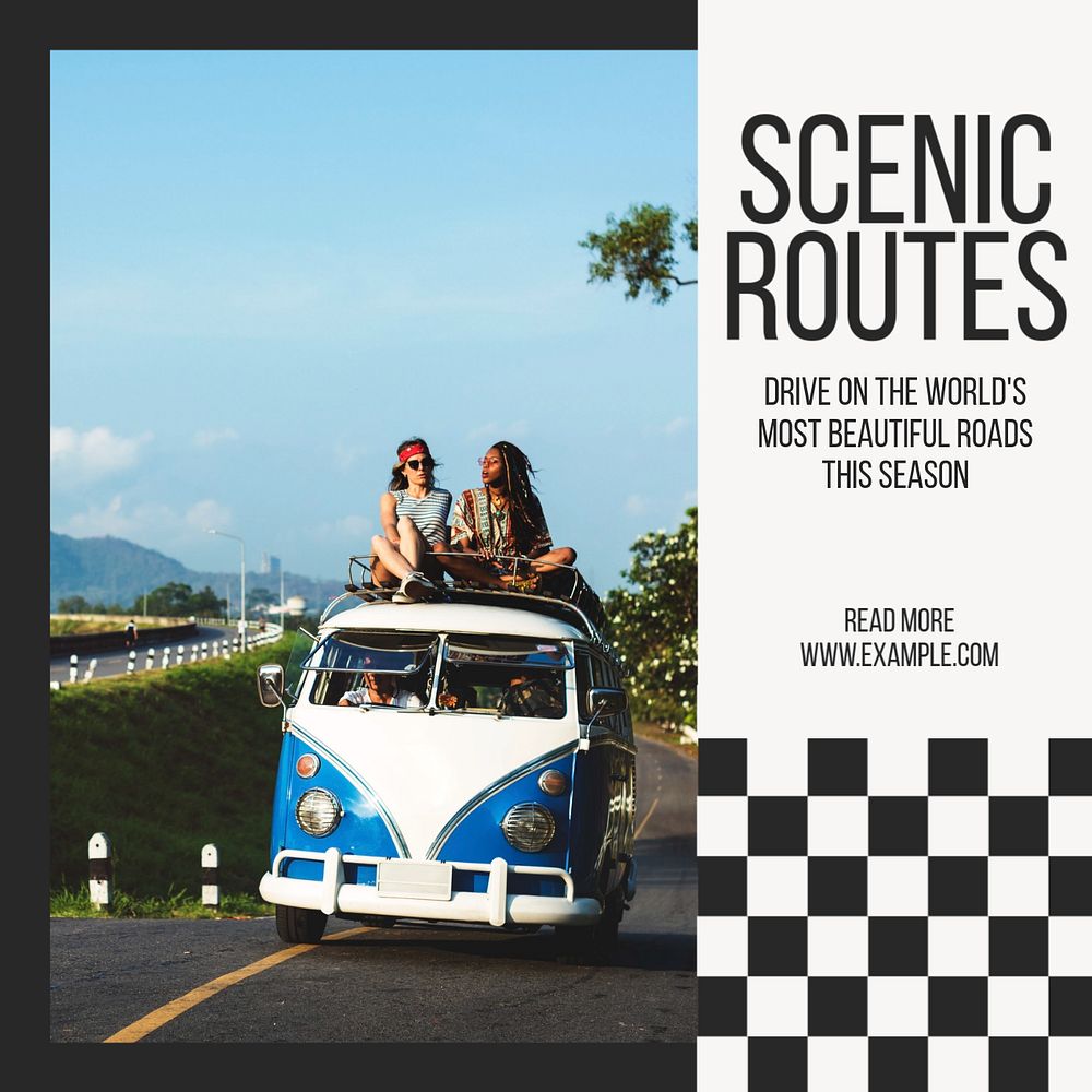 Scenic routes Instagram post template, editable text