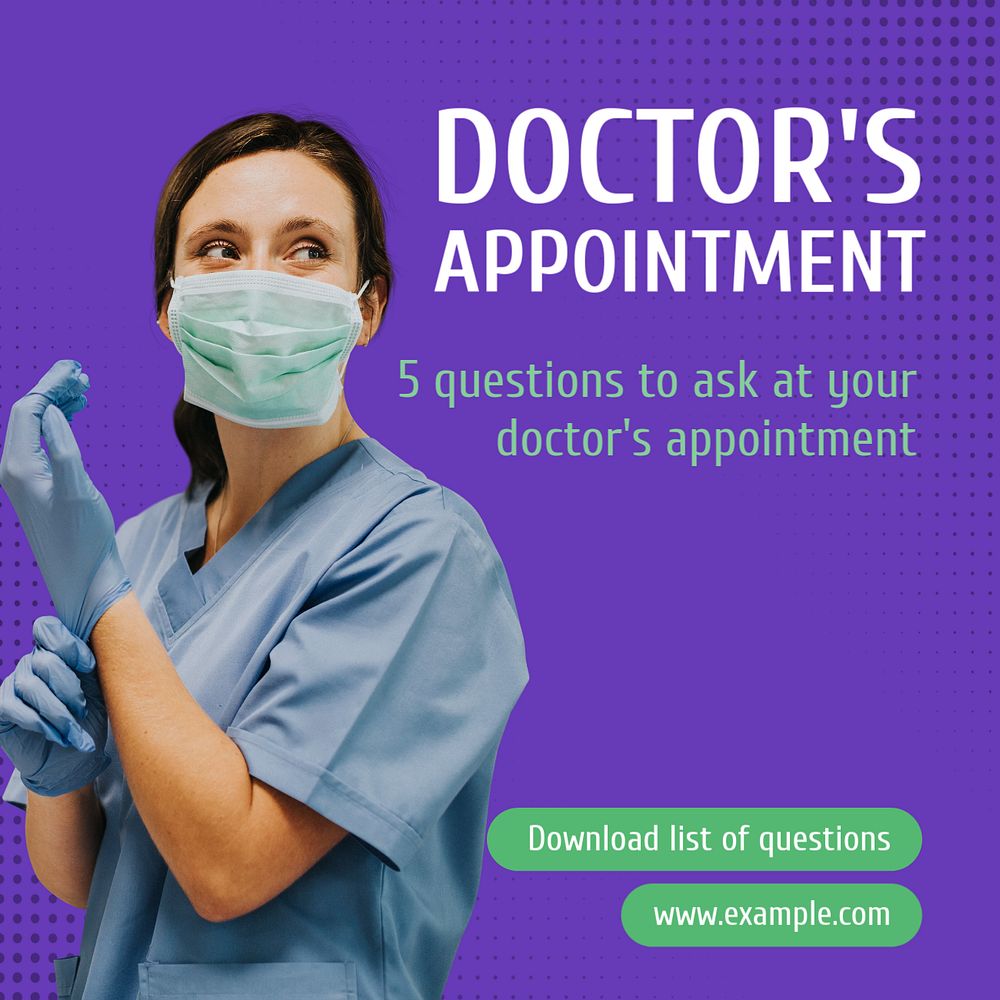 Doctor's appointment Instagram post template, editable text