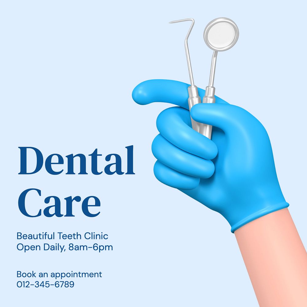 Dental care Instagram post template, editable text