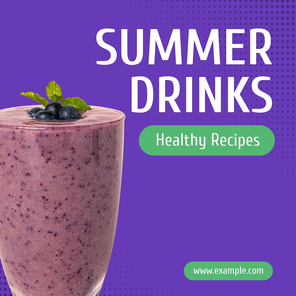 Summer drinks Instagram post template, editable text