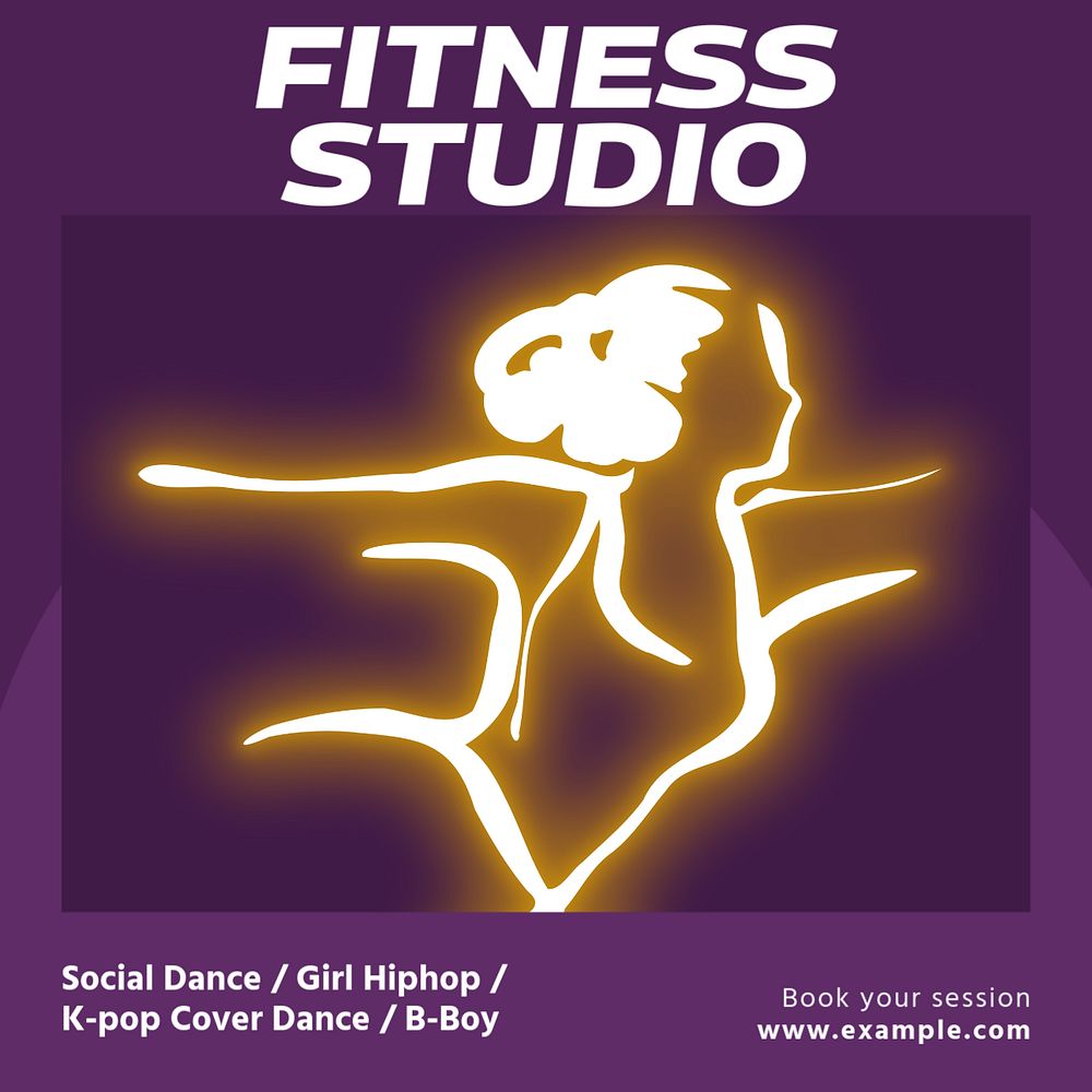 Fitness studio classes Instagram post template, editable text