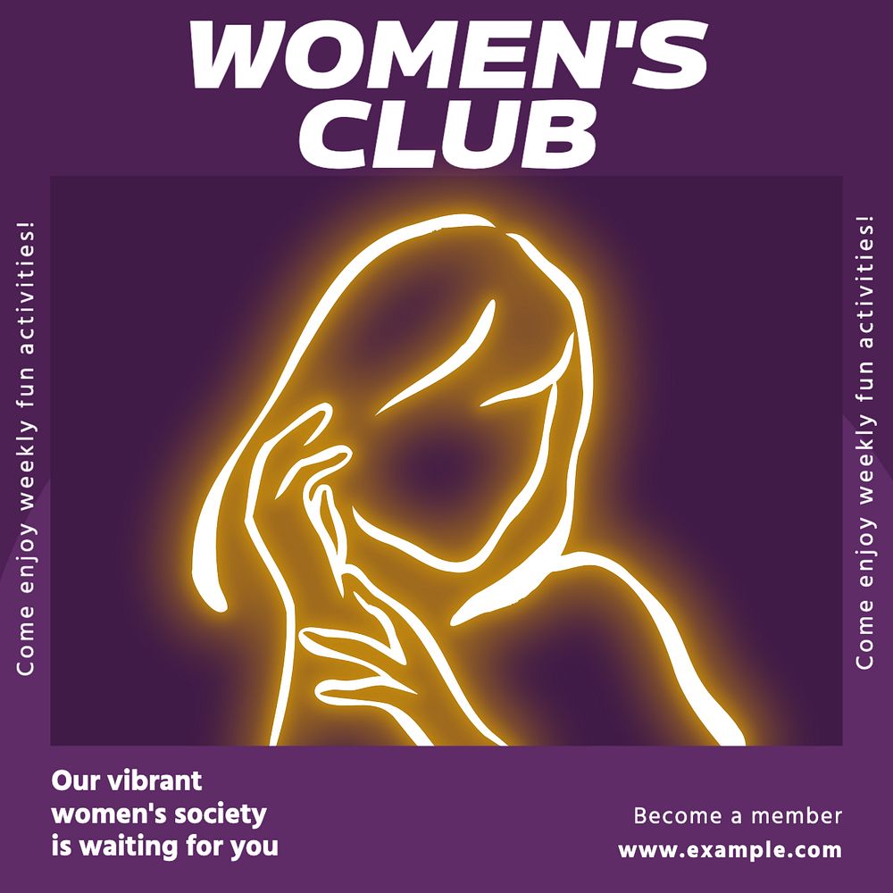 Women's club Instagram post template, editable text