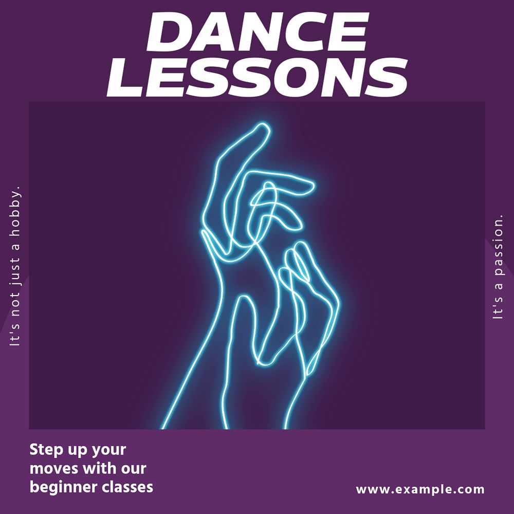 Dance lessons Instagram post template, editable text