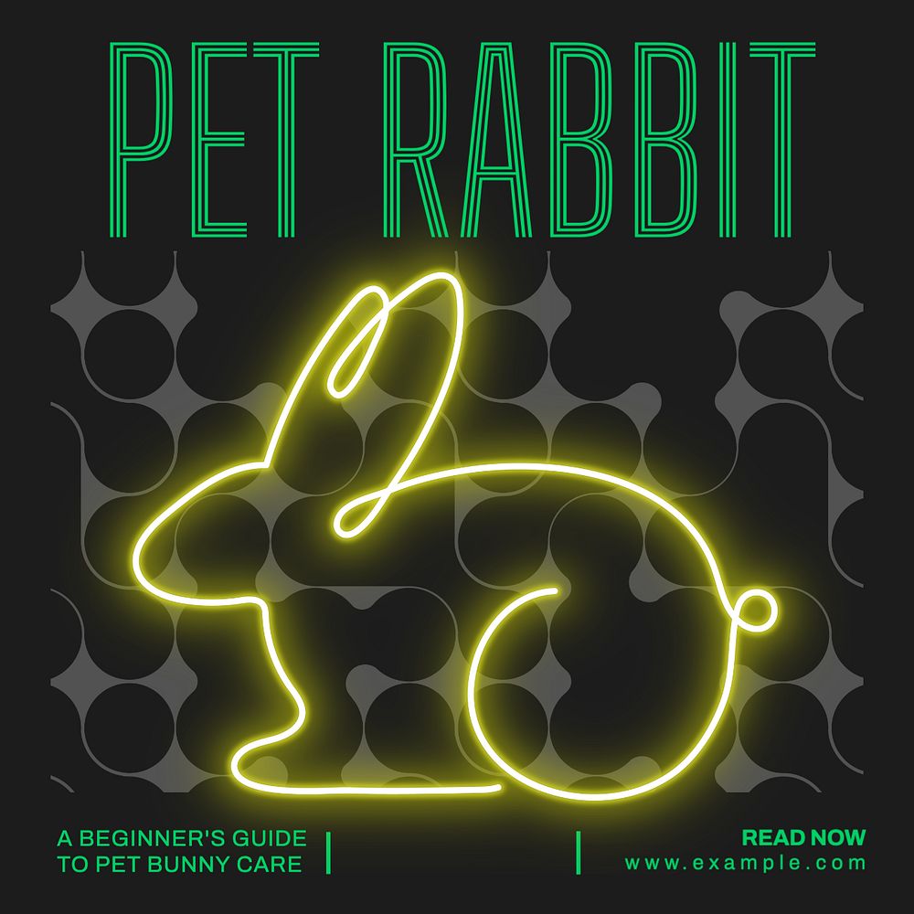 Pet rabbit Instagram post template, editable text