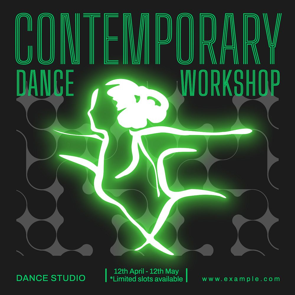 Contemporary dance workshop Instagram post template, editable text