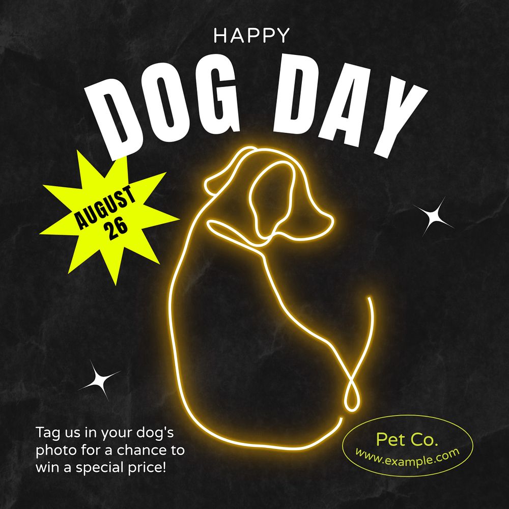 Happy dog day Instagram post template, editable text