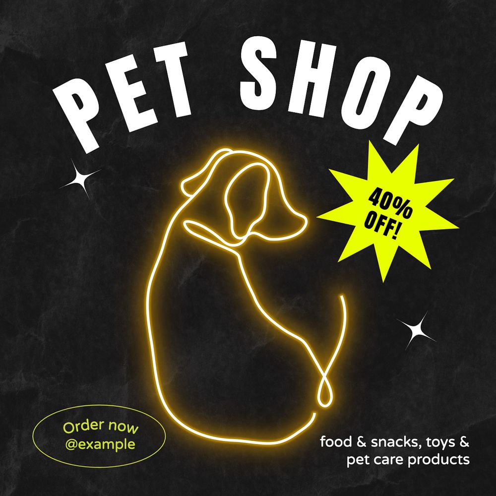 Pet shop Instagram post template, editable text