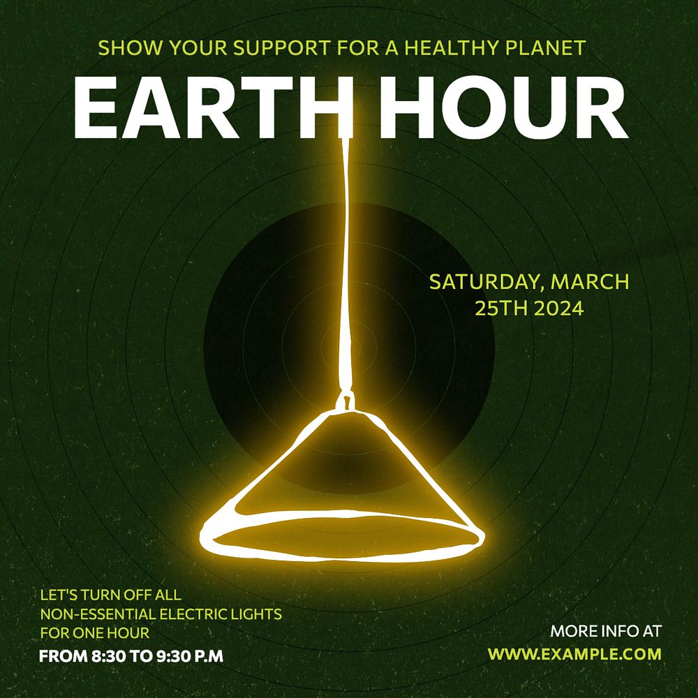 Earth hour Instagram post template, editable text