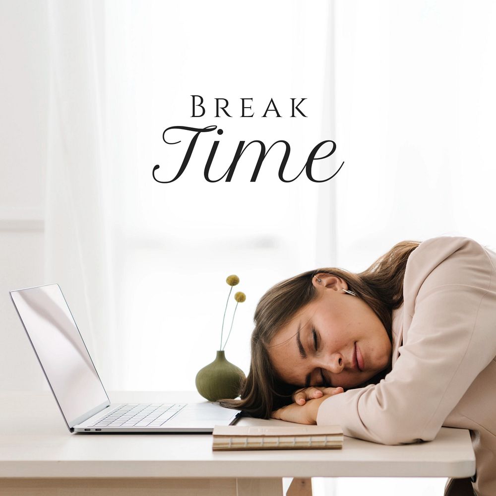 Break time Instagram post template, editable text