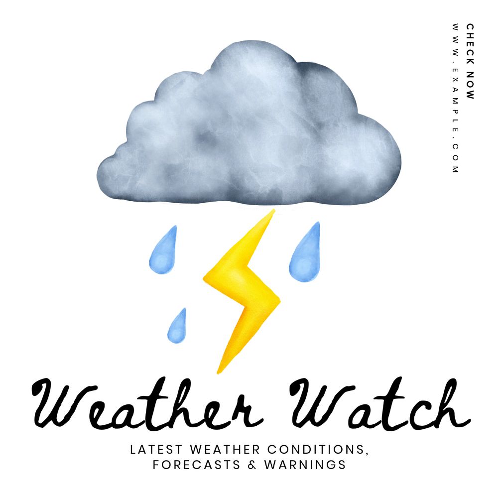 Weather watch Instagram post template, editable text