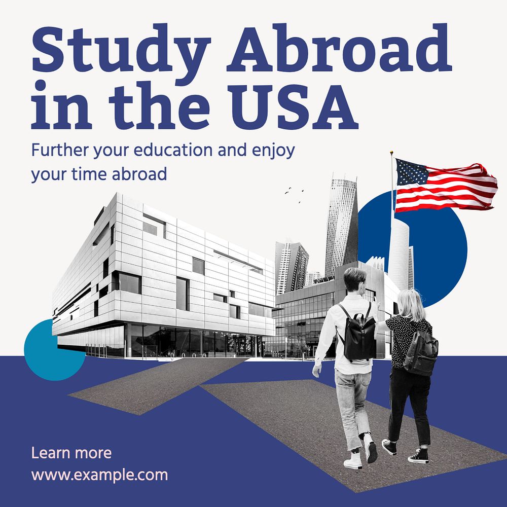 Study abroad counselling Instagram post template, editable text