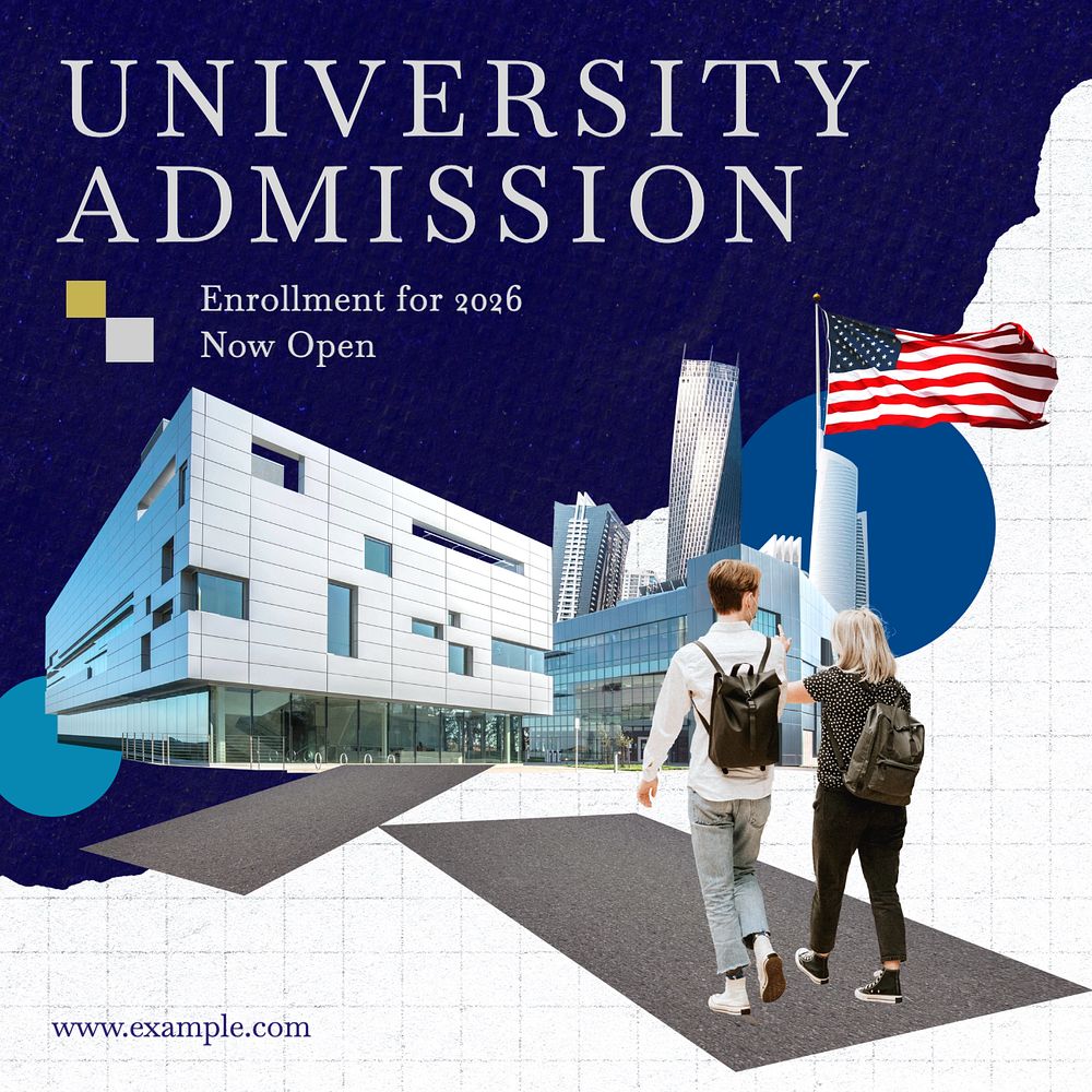 University admission Instagram post template, editable text