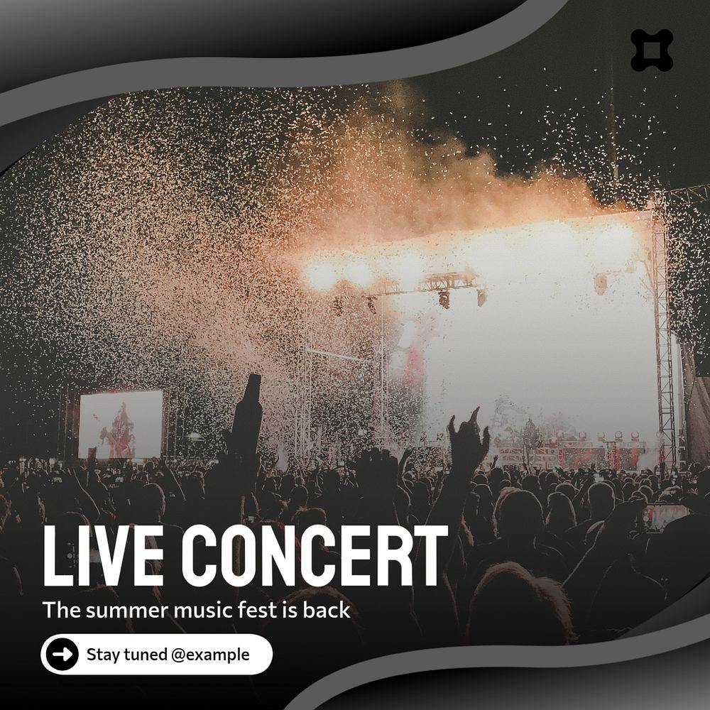 Live concert Instagram post template, editable text