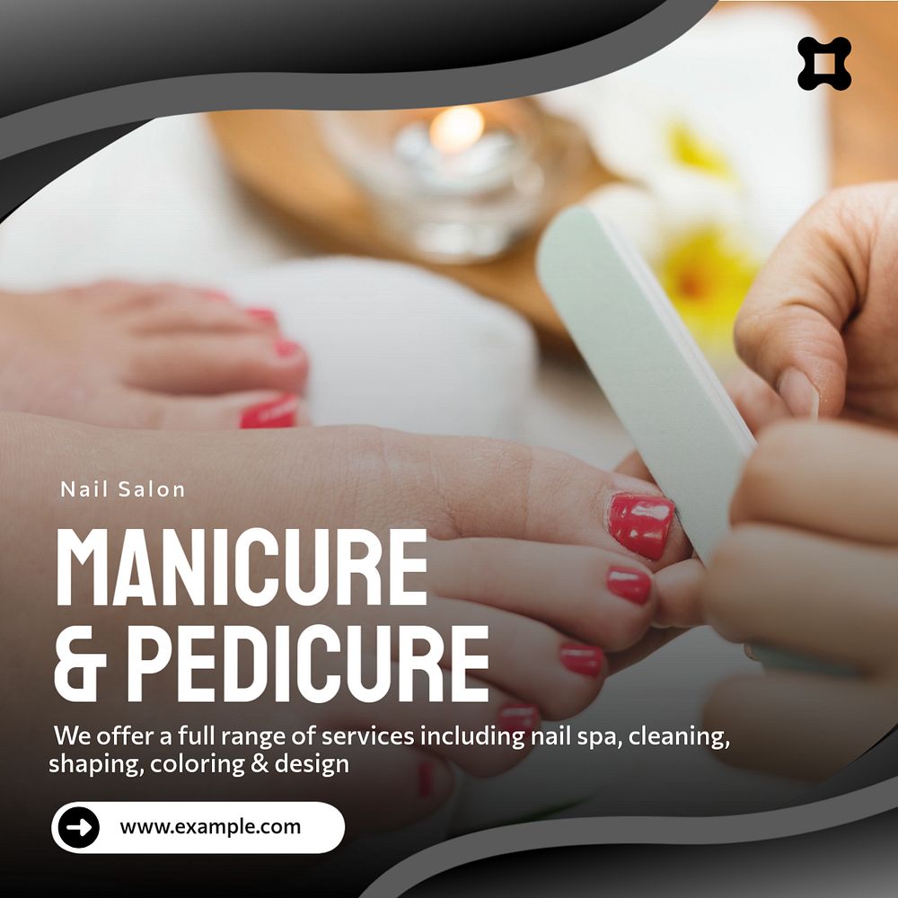 Manicure & pedicure Instagram post template, editable text