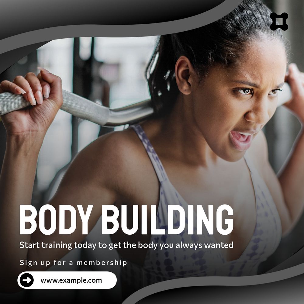 Body building Instagram post template, editable text