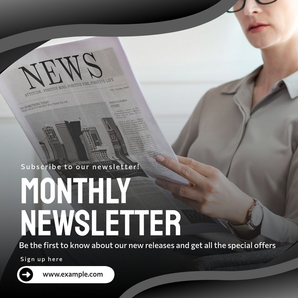 Monthly newsletter Instagram post template, editable text