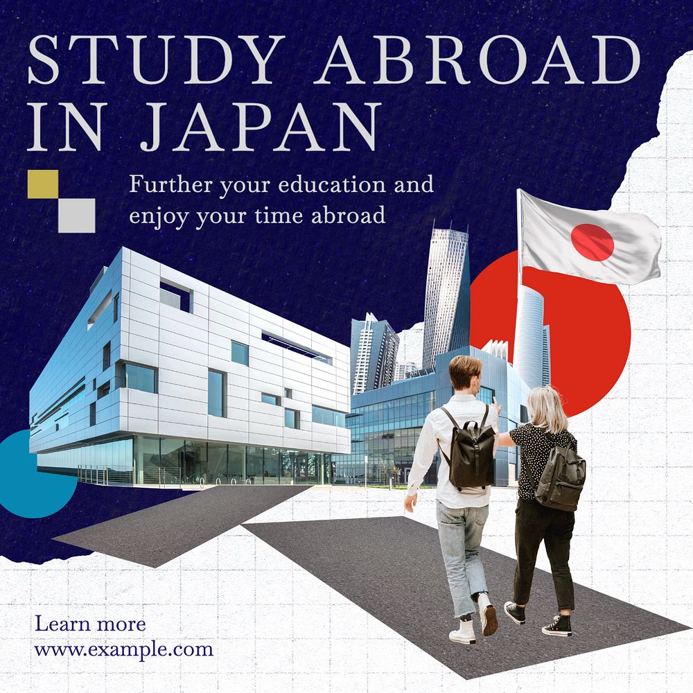 Study abroad Instagram post template, editable text