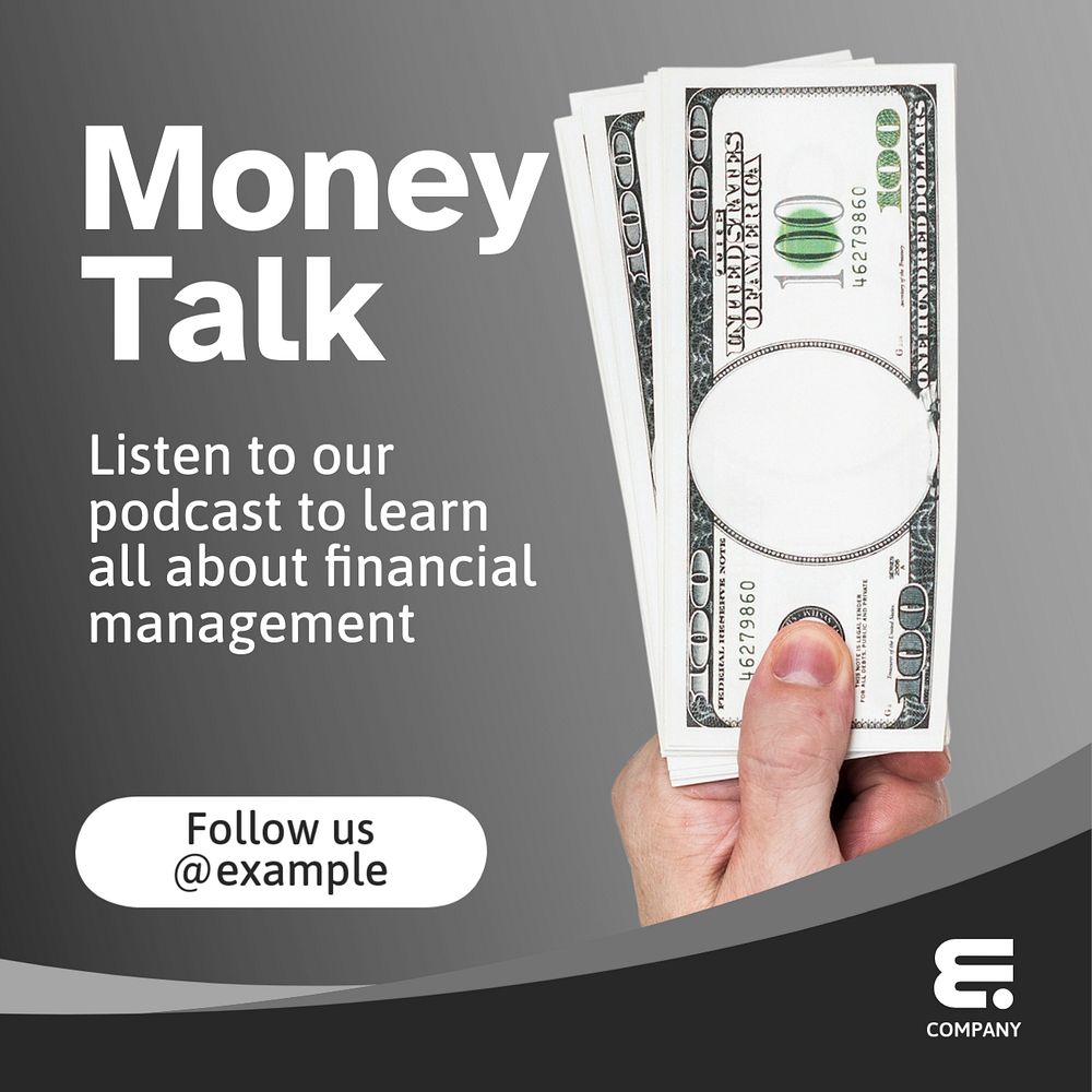 Money talk Instagram post template, editable text