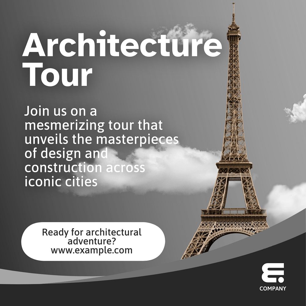 Architecture tour Instagram post template, editable text