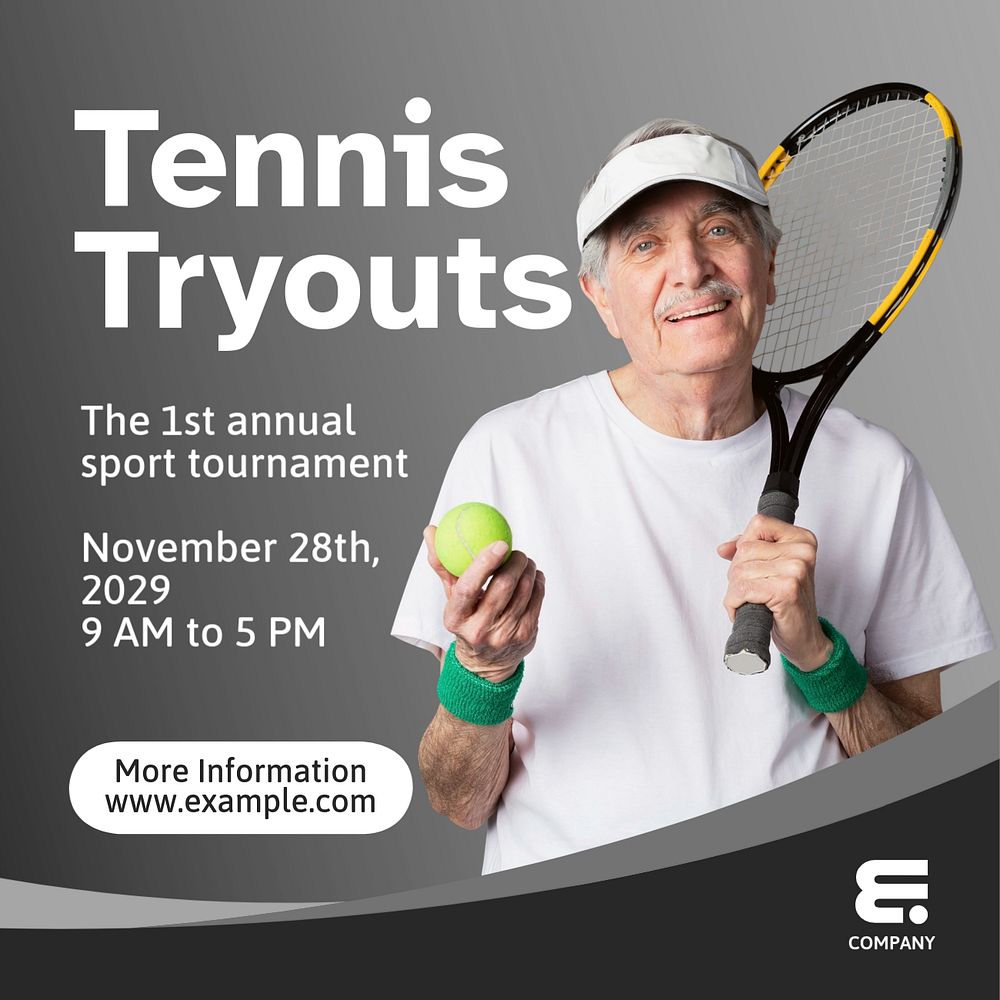 Tennis tryouts Instagram post template, editable text