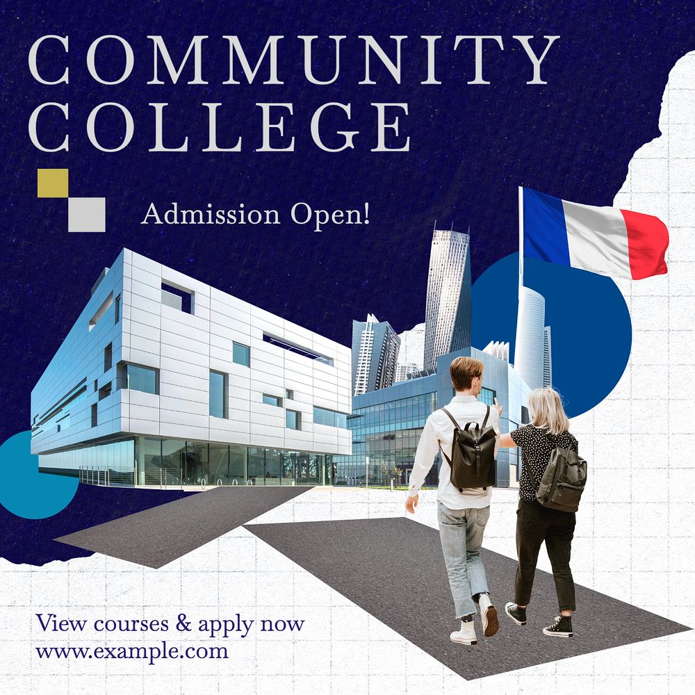 Community college Instagram post template, editable text