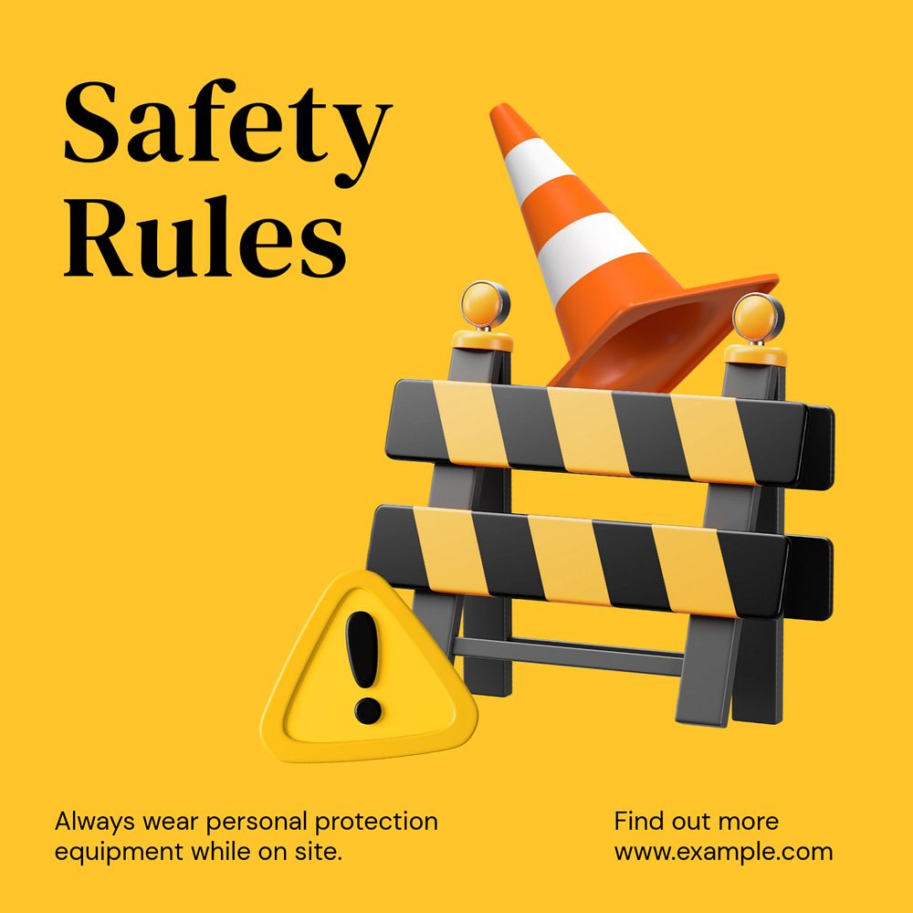 Safety rules Instagram post template, editable text