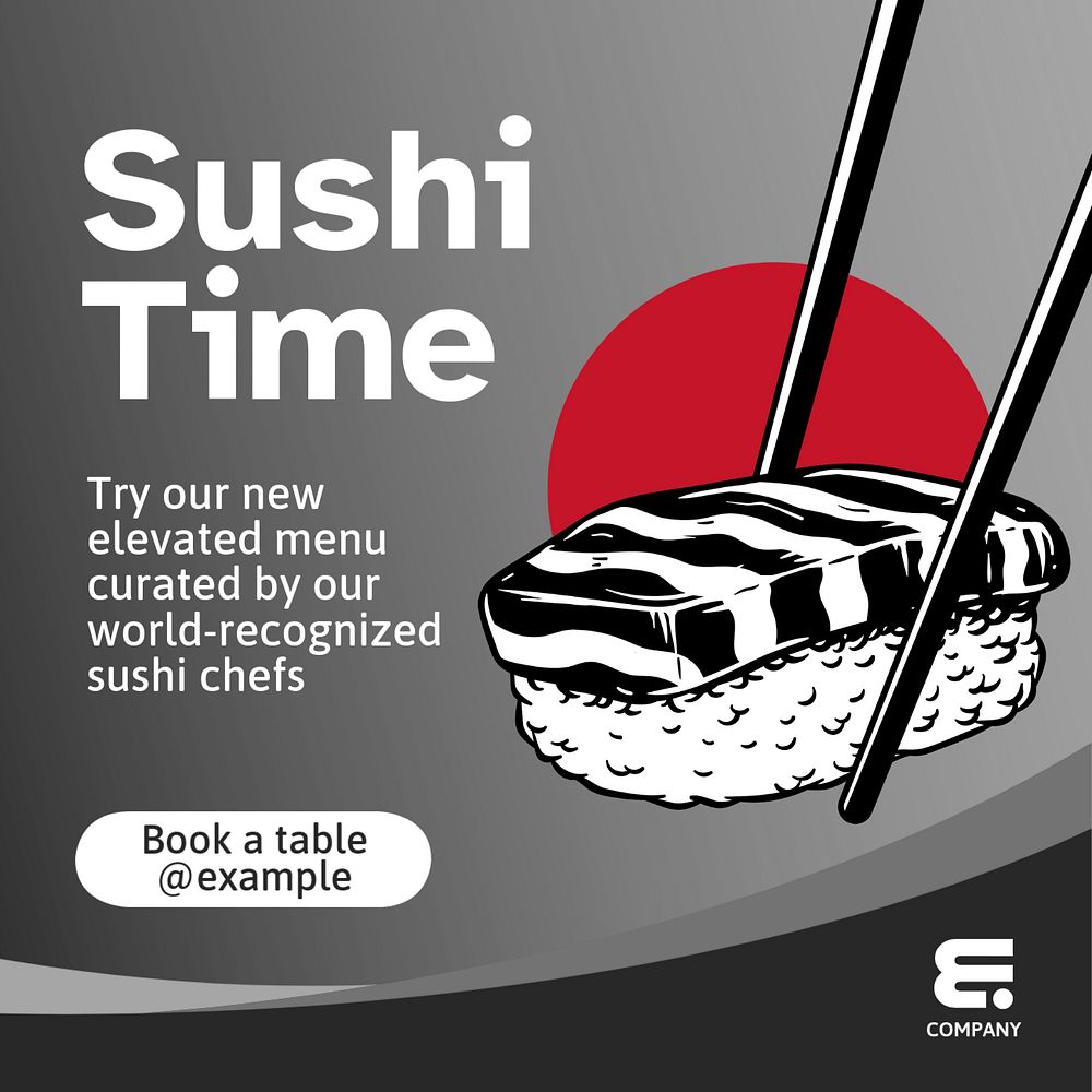 Sushi time Instagram post template, editable text