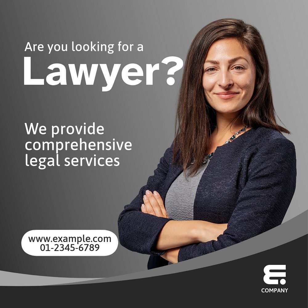 Lawyer Instagram post template, editable text