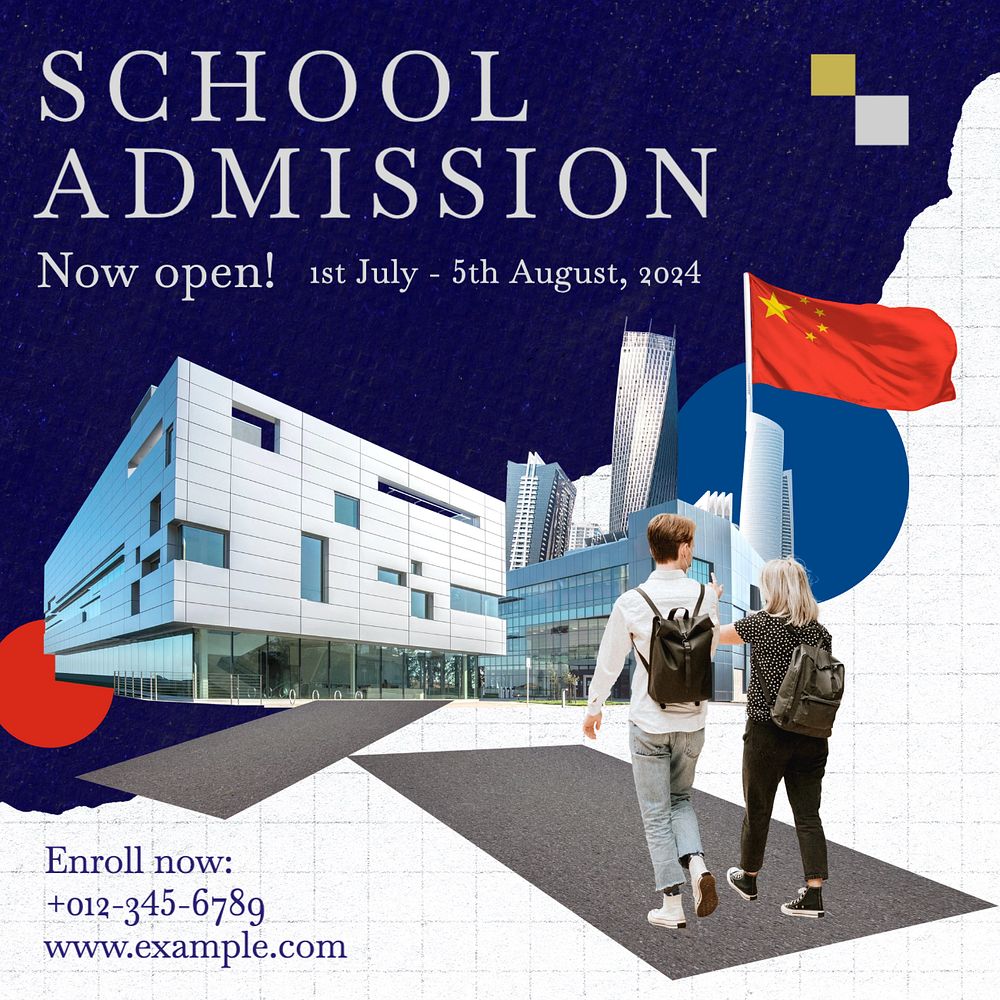 School admission Instagram post template, editable text