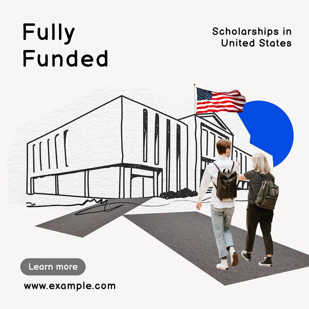 Fully funded scholarships Instagram post template, editable text